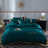 moregrowth101 Washed Silk Bed Sheet in teal color with Sweet Heart embroidery and luxurious design.